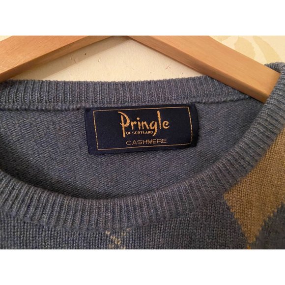 Men's Medium Pringle of Scotland Pure Argyle 100% Cashmere Sweater - Picture 2 of 3